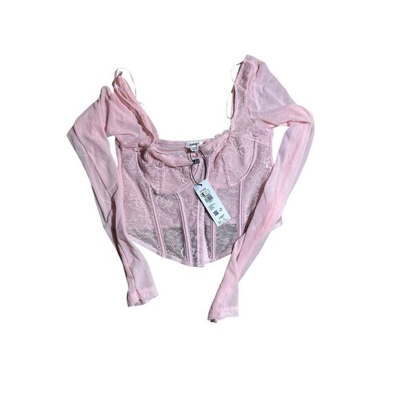 Garage Size XS Long Sleeve Lace Up Corset Top - Picture 1 of 1